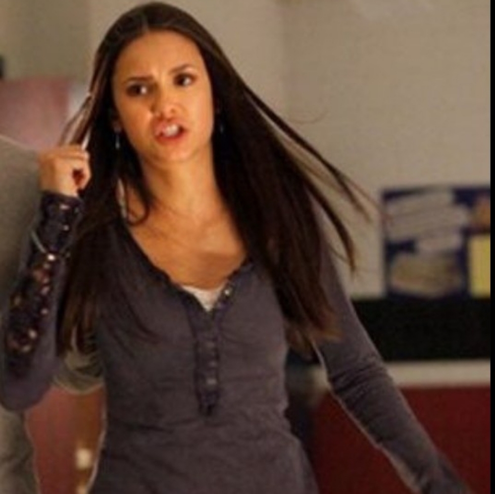 ASO Vampire Diaries Free People Crochet Cuff Shirt as seen worn by Elena Gilbert